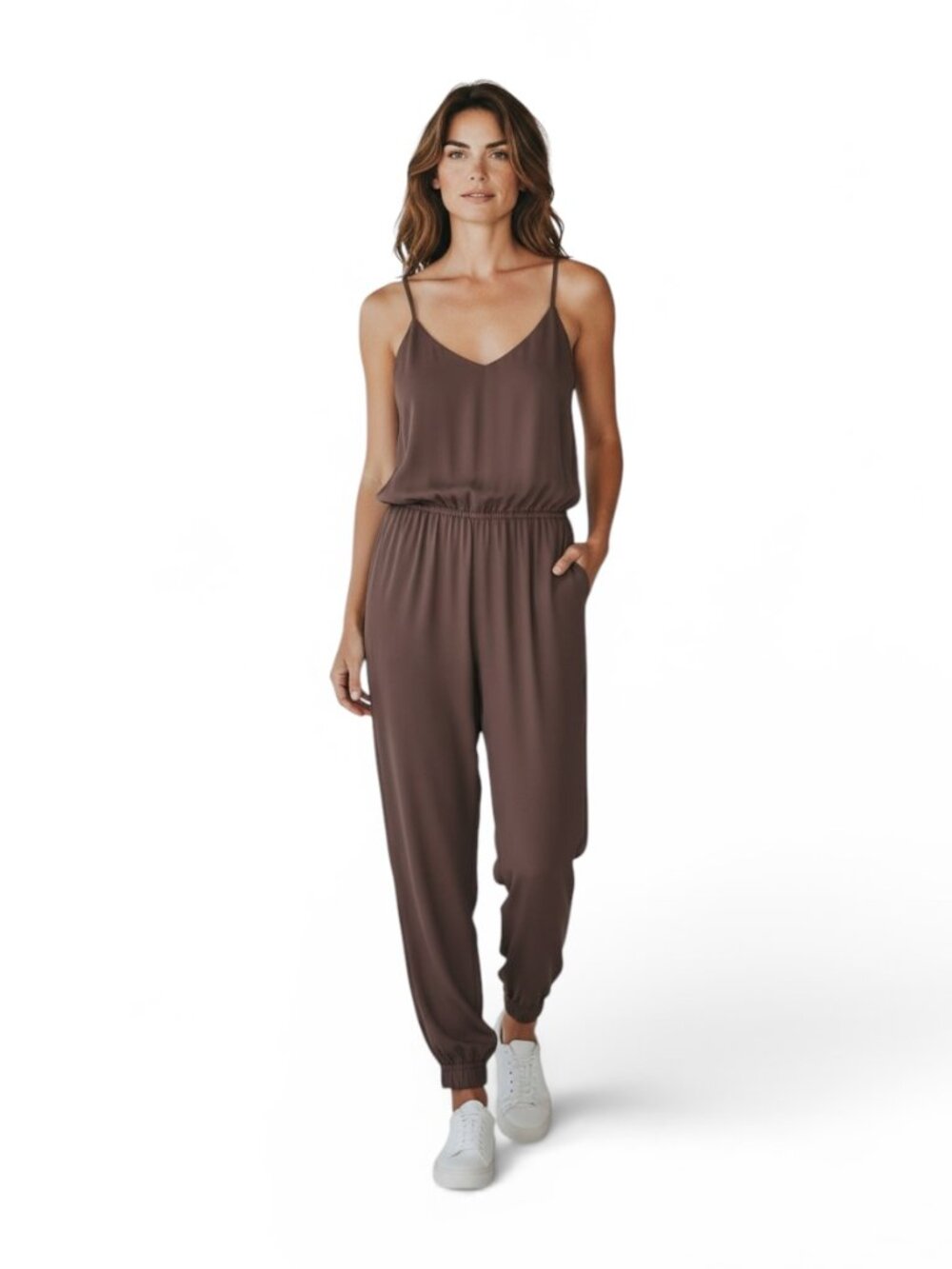 BCBGeneration Brown Burgundy Jumpsuit Tie Waist XS